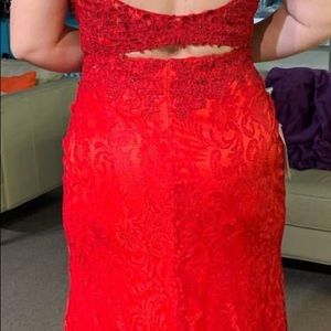 2 piece red prom dress size 14